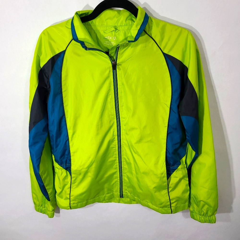 BCG Women's Size Small S Jacket Green and Blue Long Sleeve Full Zip Athletic